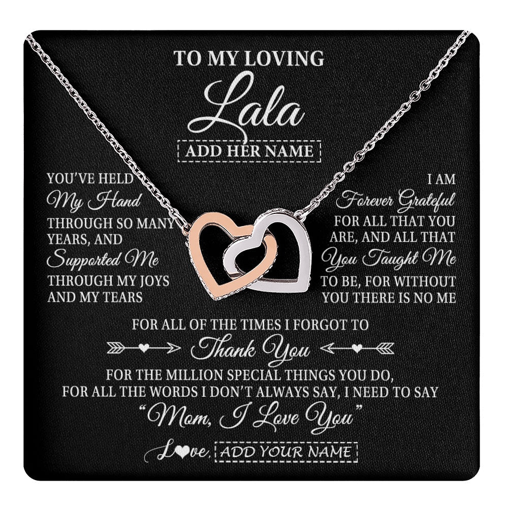 Personalized To My Loving Lala Necklace From Granddaughter You've Help My Hand Lala Gift From Grandson Lala Birthday Mothers Day Custom Gift Box Message Card