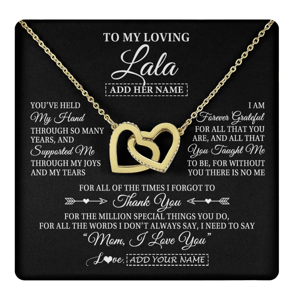 Personalized To My Loving Lala Necklace From Granddaughter You've Help My Hand Lala Gift From Grandson Lala Birthday Mothers Day Custom Gift Box Message Card