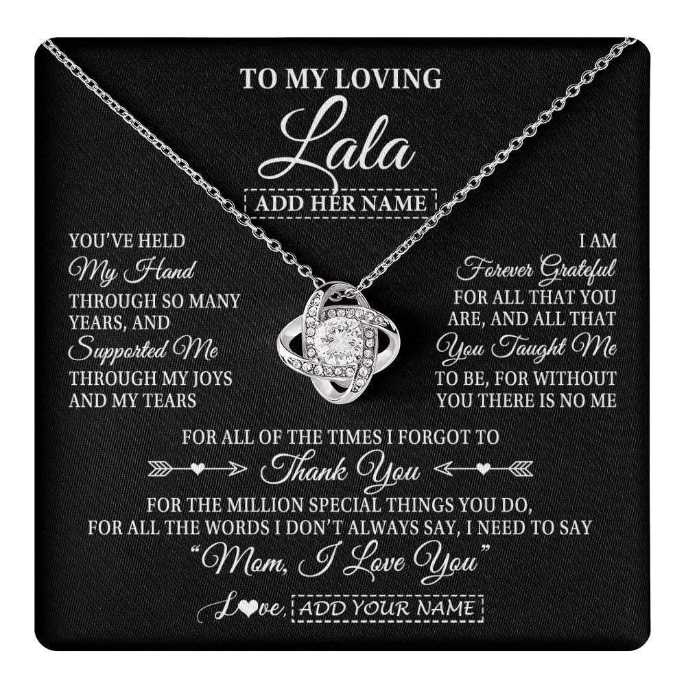 Personalized To My Loving Lala Necklace From Granddaughter You've Help My Hand Lala Gift From Grandson Lala Birthday Mothers Day Custom Gift Box Message Card