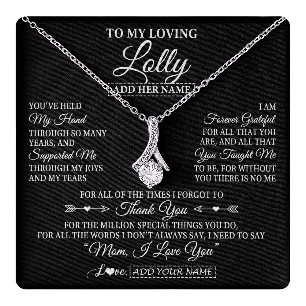 Personalized To My Loving Lolly Necklace From Granddaughter You've Help My Hand Lolly Gift From Grandson Lolly Birthday Mothers Day Gift Box Message Card