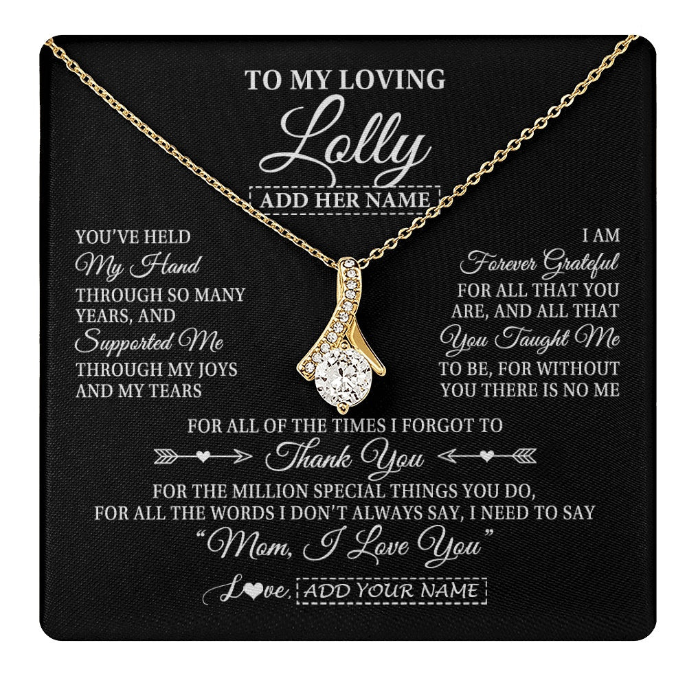 Personalized To My Loving Lolly Necklace From Granddaughter You've Help My Hand Lolly Gift From Grandson Lolly Birthday Mothers Day Gift Box Message Card