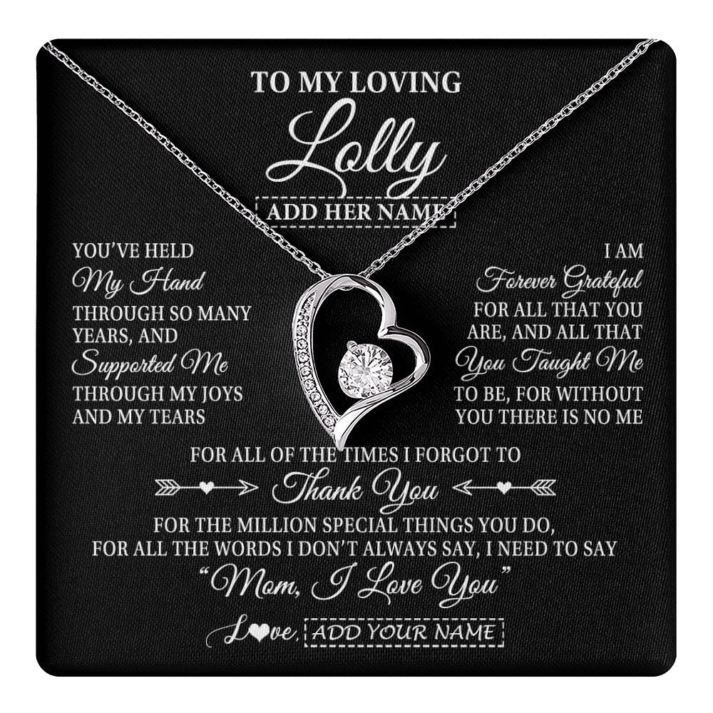 Personalized To My Loving Lolly Necklace From Granddaughter You've Help My Hand Lolly Gift From Grandson Lolly Birthday Mothers Day Gift Box Message Card