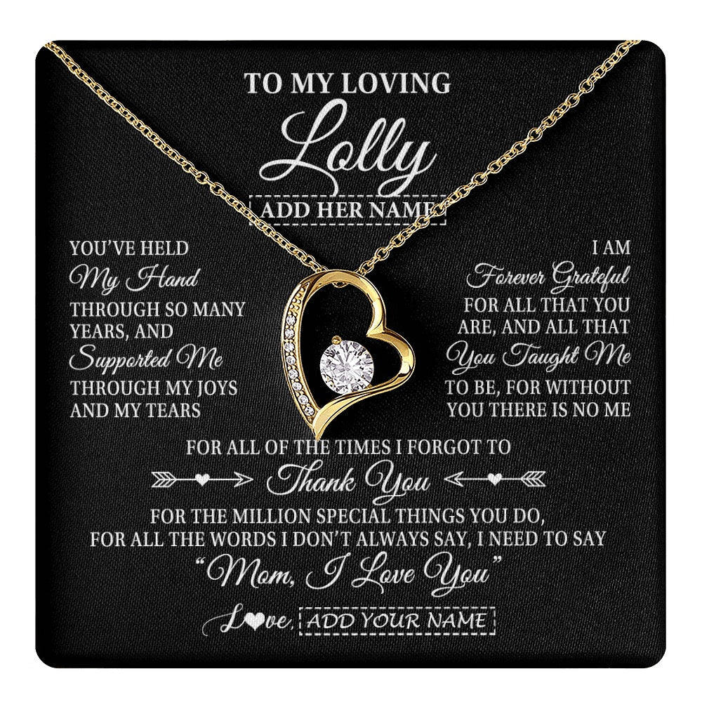 Personalized To My Loving Lolly Necklace From Granddaughter You've Help My Hand Lolly Gift From Grandson Lolly Birthday Mothers Day Gift Box Message Card