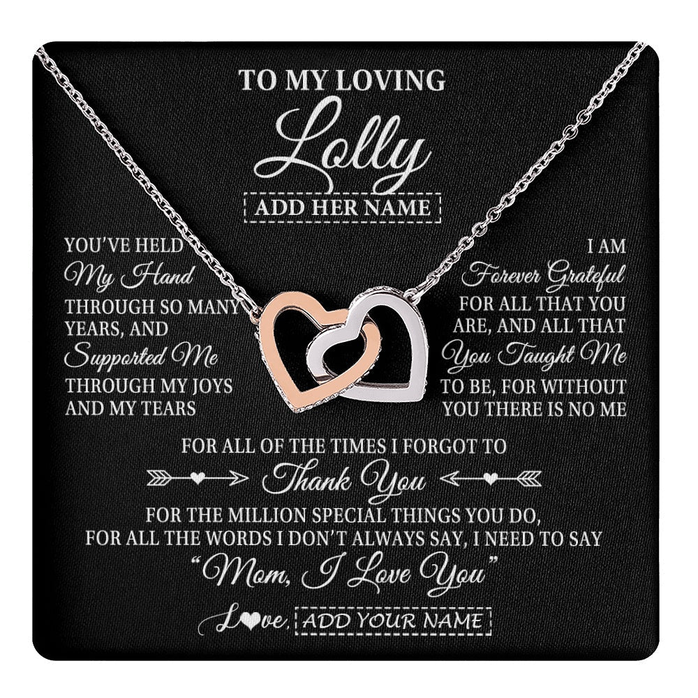 Personalized To My Loving Lolly Necklace From Granddaughter You've Help My Hand Lolly Gift From Grandson Lolly Birthday Mothers Day Gift Box Message Card
