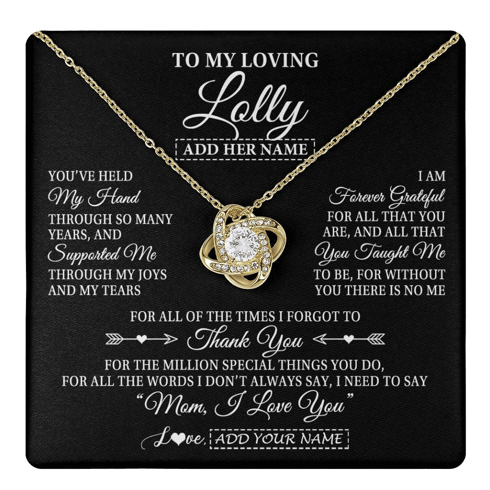 Personalized To My Loving Lolly Necklace From Granddaughter You've Help My Hand Lolly Gift From Grandson Lolly Birthday Mothers Day Gift Box Message Card
