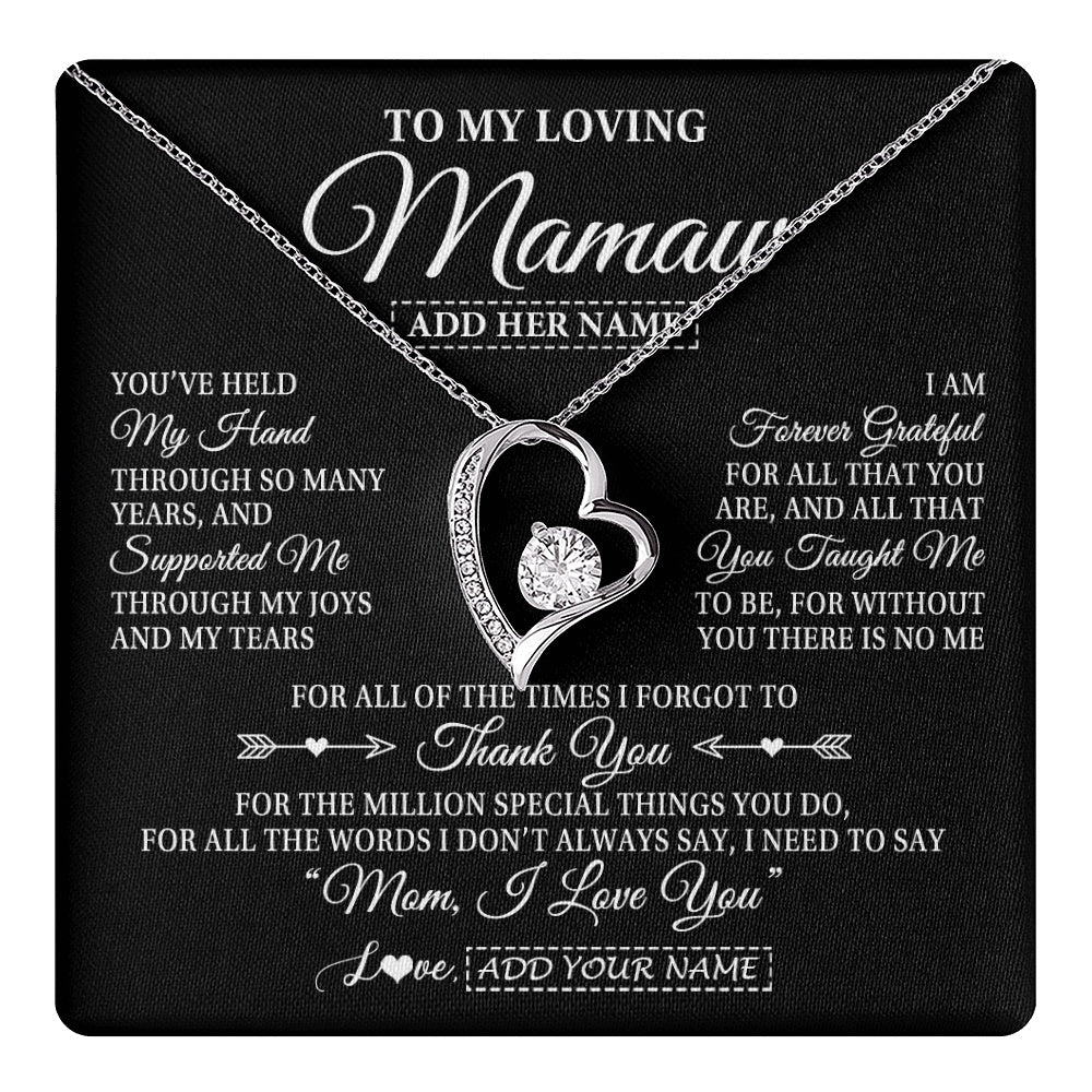Personalized To My Loving Mamaw Necklace From Granddaughter You've Help My Hand Mamaw Gift From Grandson Mamaw Birthday Mothers Day Gift Box Message Card