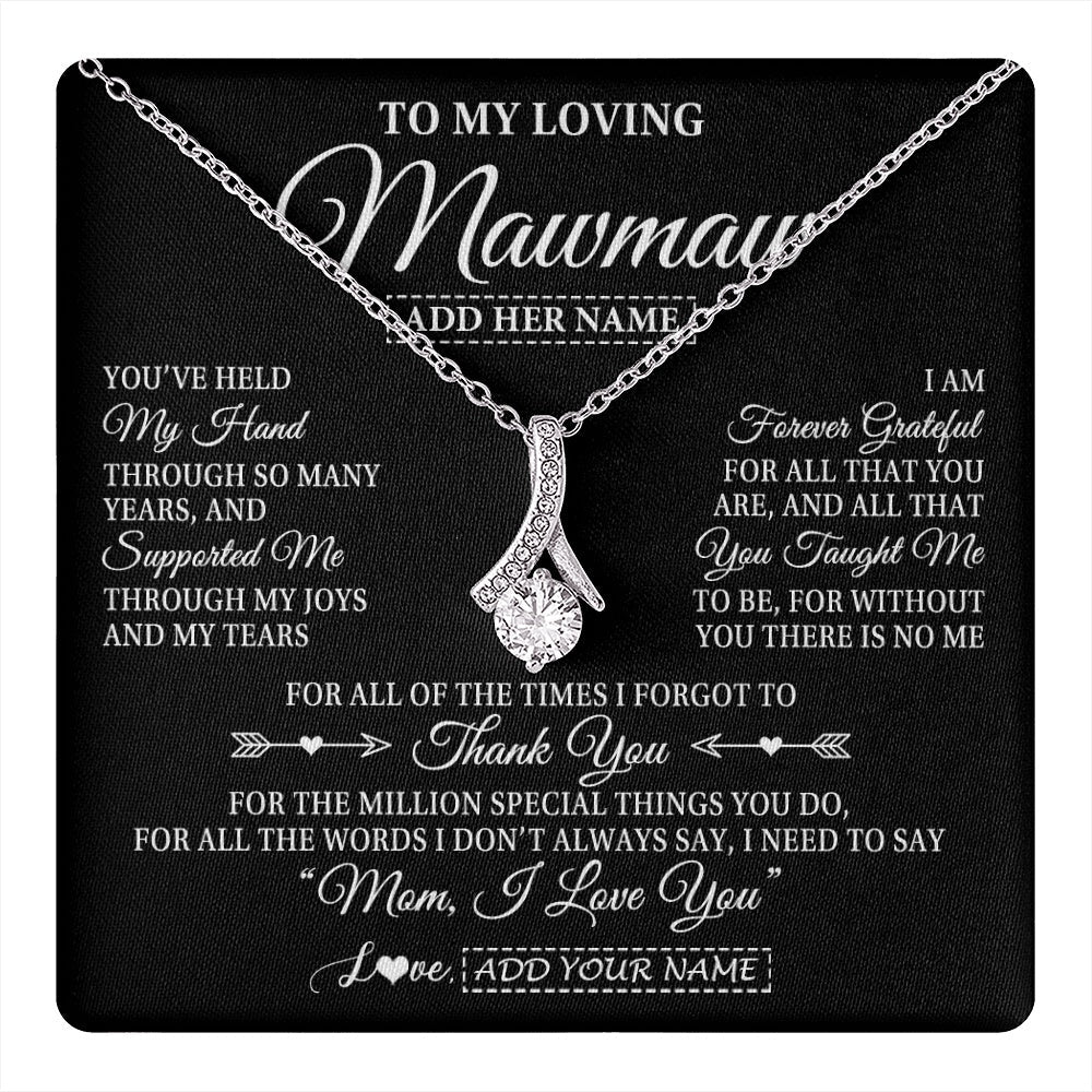 Personalized To My Loving Mawmaw Necklace From Granddaughter You've Help My Hand Mawmaw Gift From Grandson Mawmaw Birthday Mothers Day Gift Box Message Card