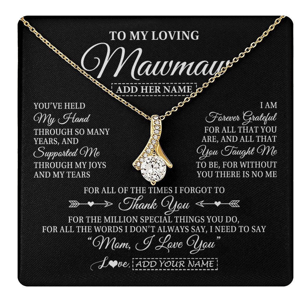 Personalized To My Loving Mawmaw Necklace From Granddaughter You've Help My Hand Mawmaw Gift From Grandson Mawmaw Birthday Mothers Day Gift Box Message Card