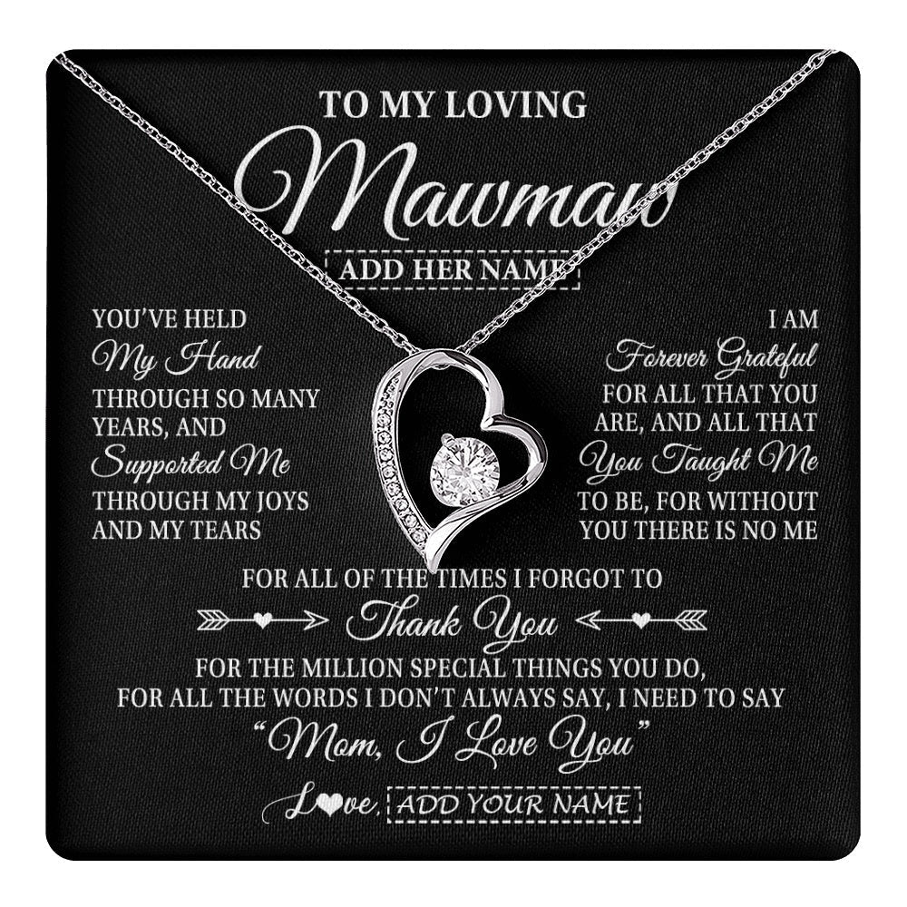 Personalized To My Loving Mawmaw Necklace From Granddaughter You've Help My Hand Mawmaw Gift From Grandson Mawmaw Birthday Mothers Day Gift Box Message Card