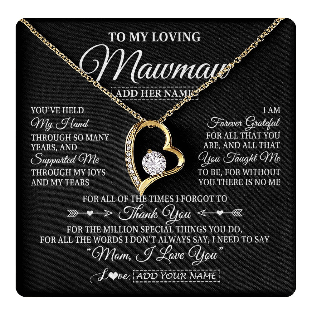Personalized To My Loving Mawmaw Necklace From Granddaughter You've Help My Hand Mawmaw Gift From Grandson Mawmaw Birthday Mothers Day Gift Box Message Card