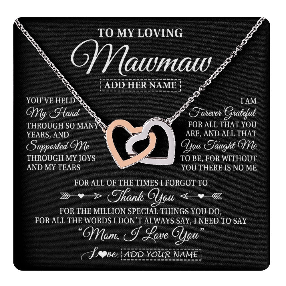 Personalized To My Loving Mawmaw Necklace From Granddaughter You've Help My Hand Mawmaw Gift From Grandson Mawmaw Birthday Mothers Day Gift Box Message Card
