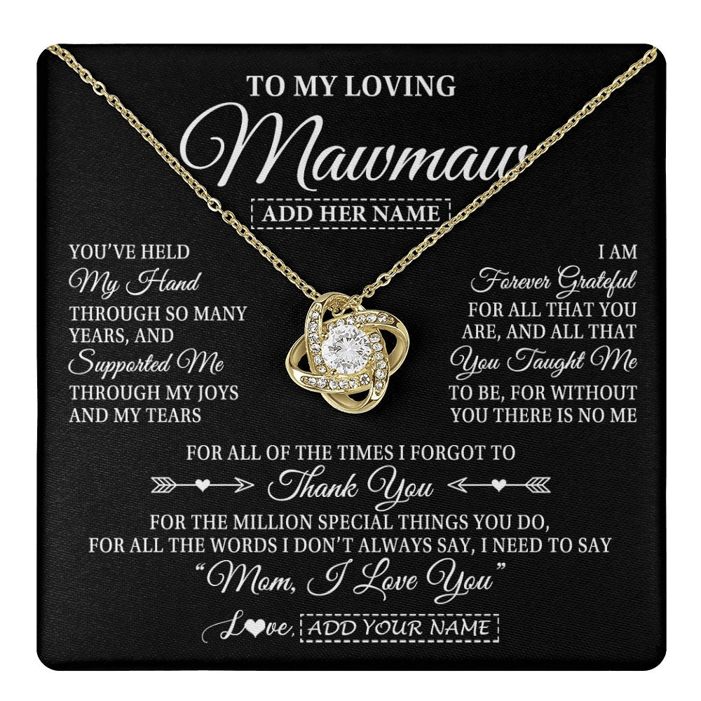 Personalized To My Loving Mawmaw Necklace From Granddaughter You've Help My Hand Mawmaw Gift From Grandson Mawmaw Birthday Mothers Day Gift Box Message Card