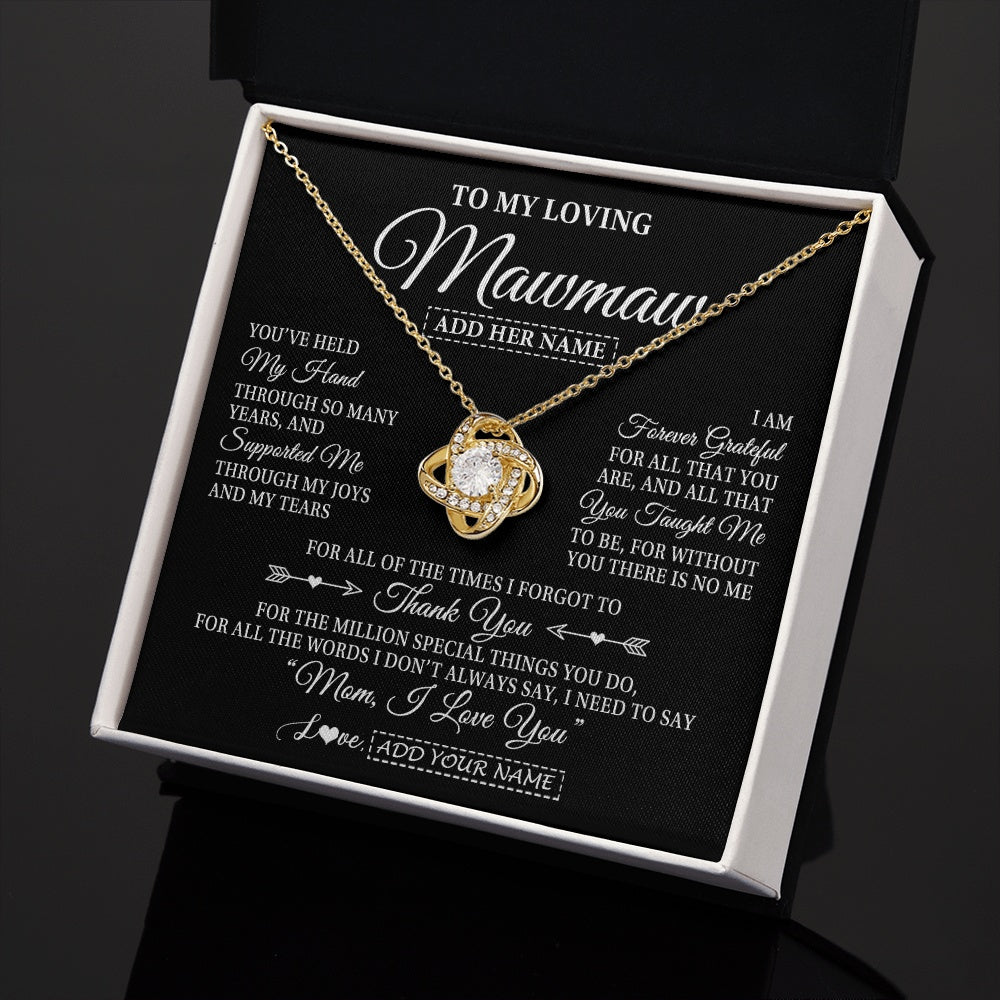 Personalized To My Loving Mawmaw Necklace From Granddaughter You've Help My Hand Mawmaw Gift From Grandson Mawmaw Birthday Mothers Day Gift Box Message Card