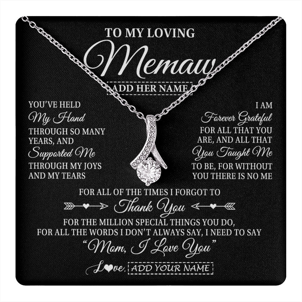 Personalized To My Loving Memaw Necklace From Granddaughter You've Help My Hand Memaw Gift From Grandson Memaw Birthday Mothers Day Gift Box Message Card
