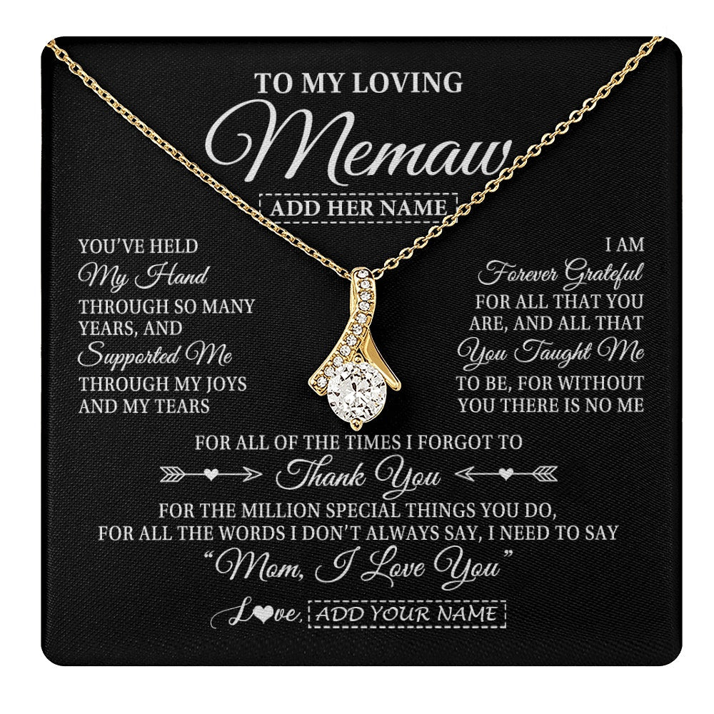 Personalized To My Loving Memaw Necklace From Granddaughter You've Help My Hand Memaw Gift From Grandson Memaw Birthday Mothers Day Gift Box Message Card