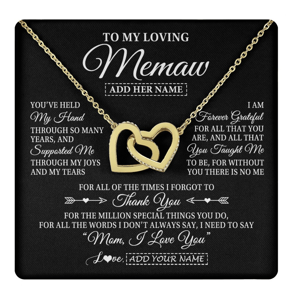 Personalized To My Loving Memaw Necklace From Granddaughter You've Help My Hand Memaw Gift From Grandson Memaw Birthday Mothers Day Gift Box Message Card