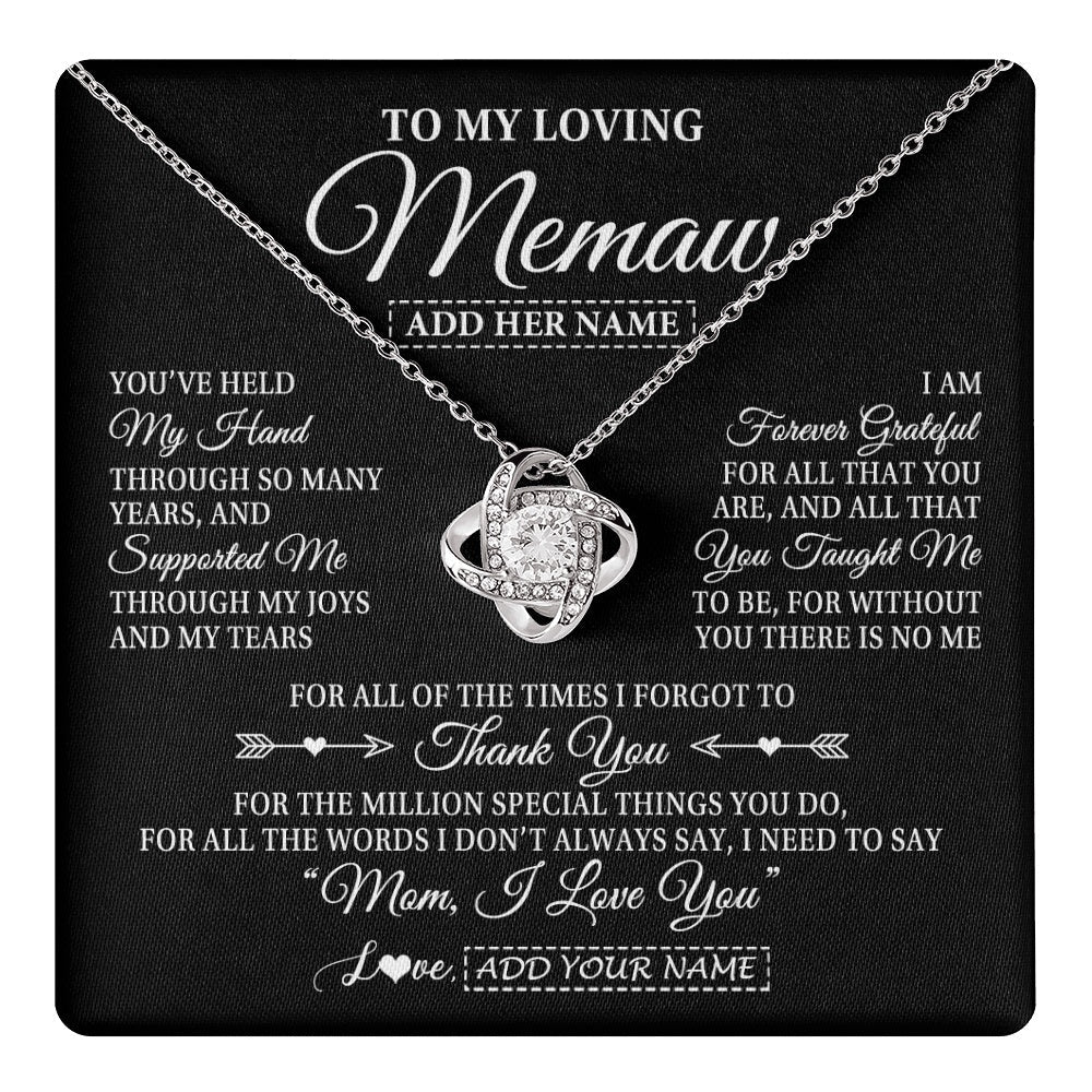 Personalized To My Loving Memaw Necklace From Granddaughter You've Help My Hand Memaw Gift From Grandson Memaw Birthday Mothers Day Gift Box Message Card