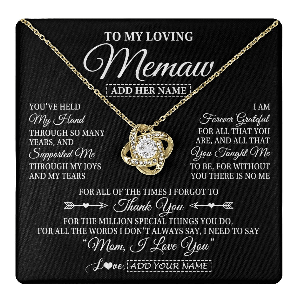Personalized To My Loving Memaw Necklace From Granddaughter You've Help My Hand Memaw Gift From Grandson Memaw Birthday Mothers Day Gift Box Message Card