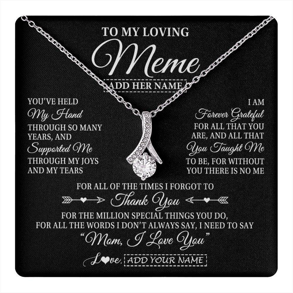 Personalized To My Loving Meme Necklace From Granddaughter You've Help My Hand Meme Gift From Grandson Meme Birthday Mothers Day Custom Gift Box Message Card