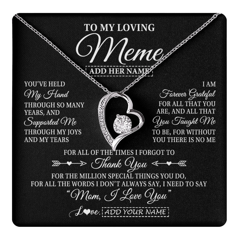 Personalized To My Loving Meme Necklace From Granddaughter You've Help My Hand Meme Gift From Grandson Meme Birthday Mothers Day Custom Gift Box Message Card
