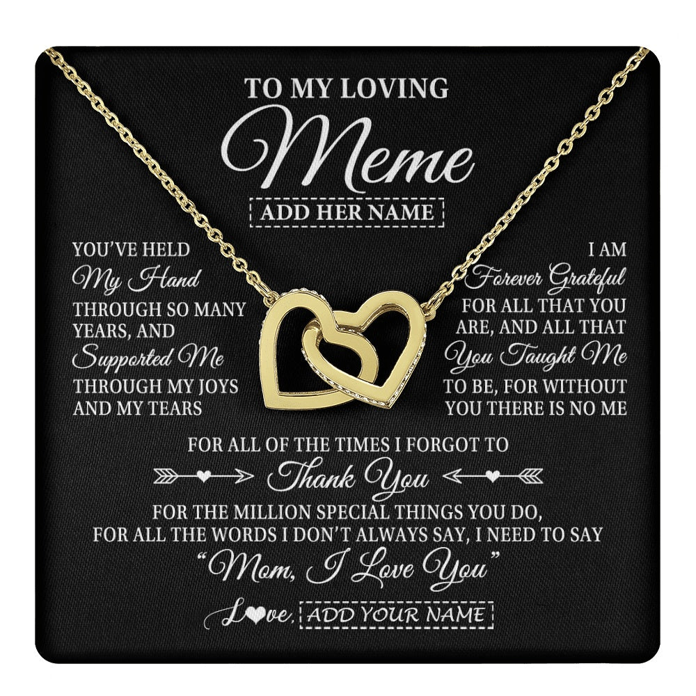 Personalized To My Loving Meme Necklace From Granddaughter You've Help My Hand Meme Gift From Grandson Meme Birthday Mothers Day Custom Gift Box Message Card