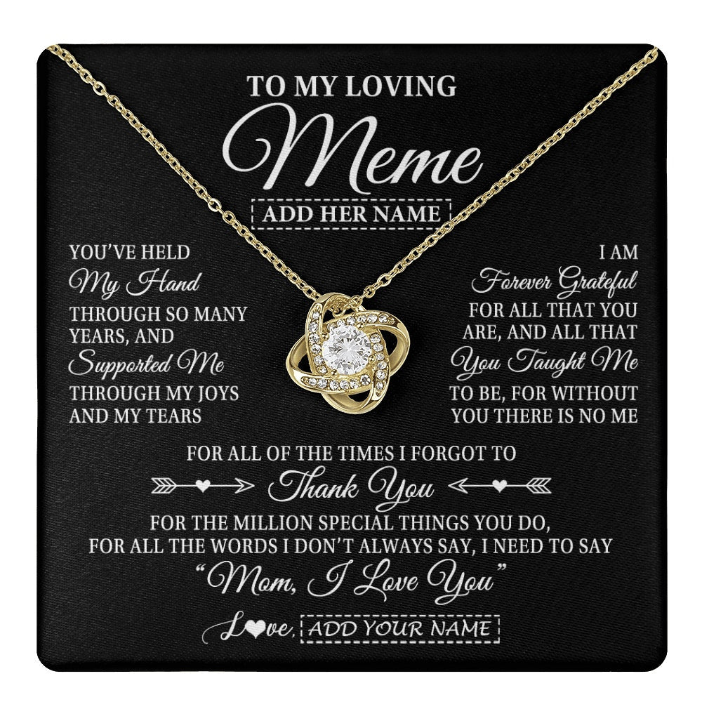 Personalized To My Loving Meme Necklace From Granddaughter You've Help My Hand Meme Gift From Grandson Meme Birthday Mothers Day Custom Gift Box Message Card