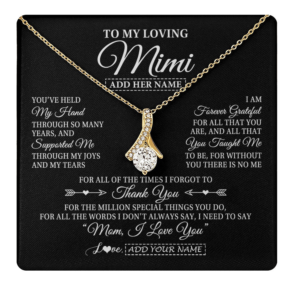 Personalized To My Loving Mimi Necklace From Granddaughter You've Help My Hand Mimi Gift From Grandson Mimi Birthday Mothers Day Custom Gift Box Message Card