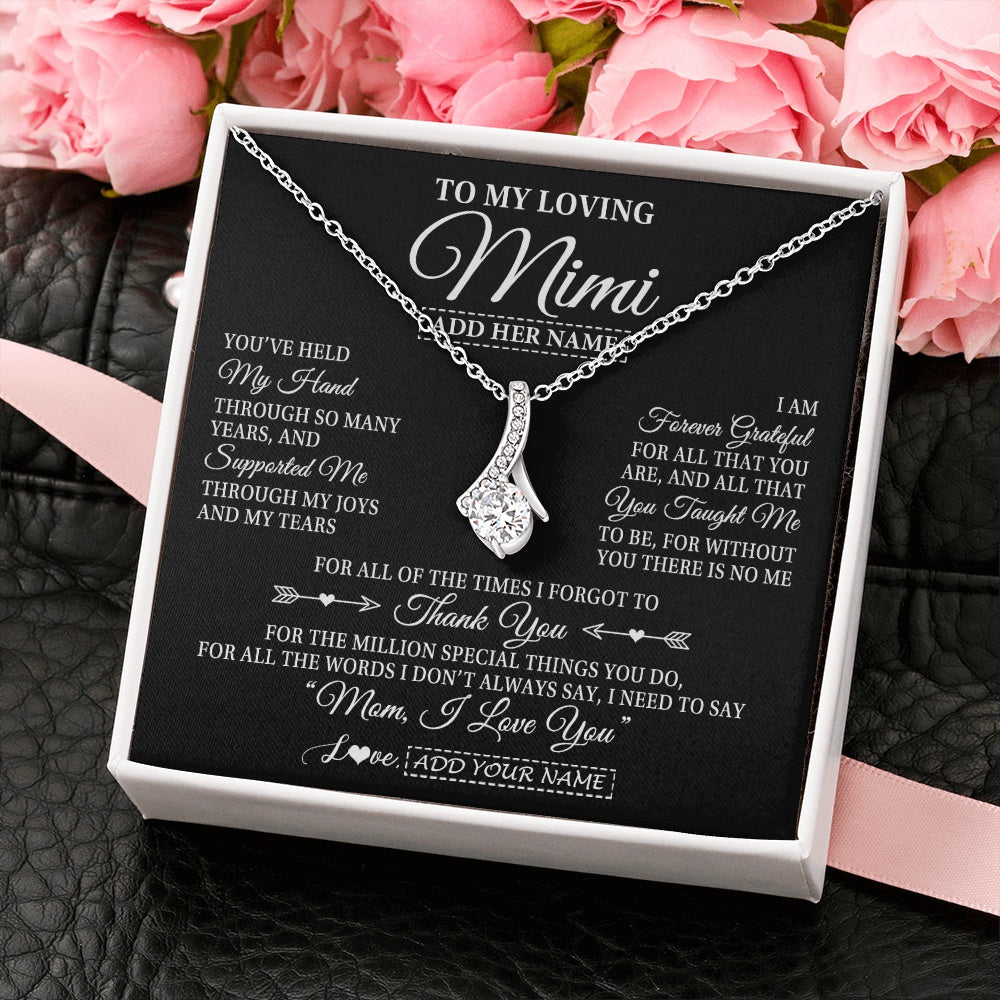 Personalized To My Loving Mimi Necklace From Granddaughter You've Help My Hand Mimi Gift From Grandson Mimi Birthday Mothers Day Custom Gift Box Message Card