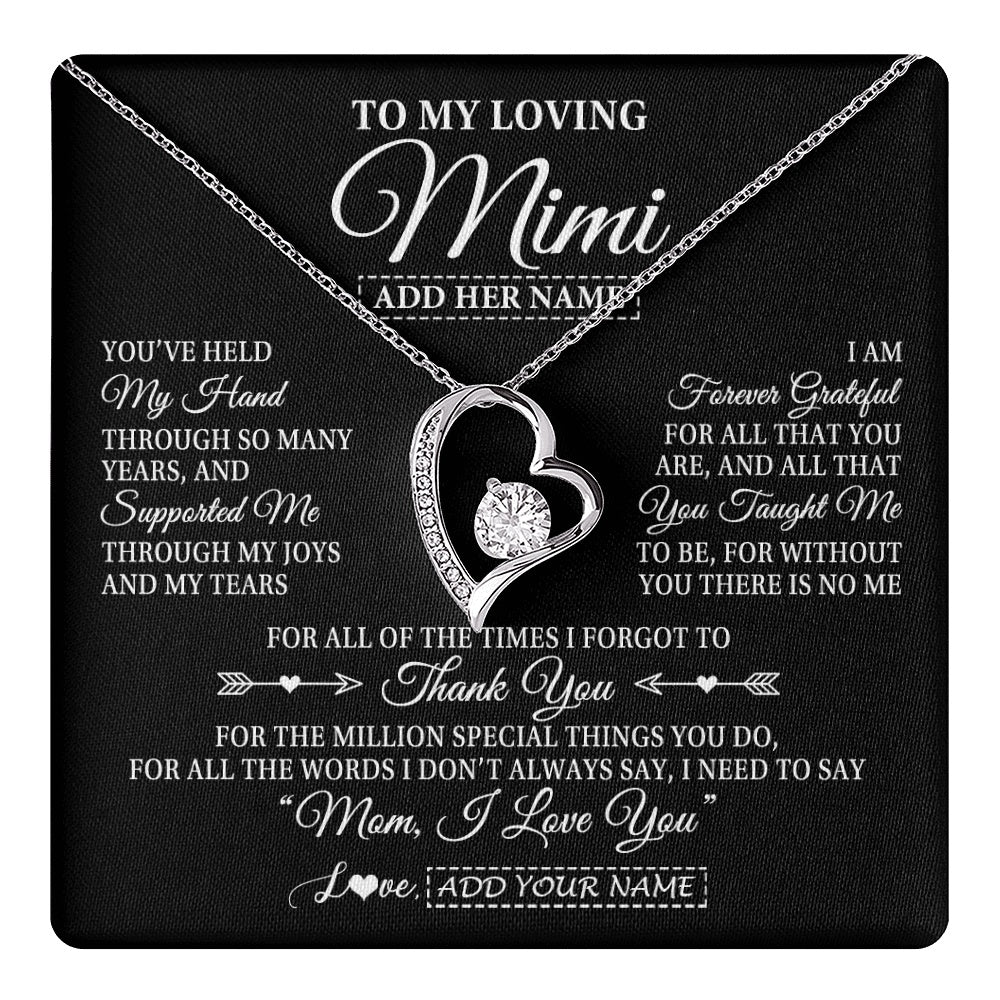 Personalized To My Loving Mimi Necklace From Granddaughter You've Help My Hand Mimi Gift From Grandson Mimi Birthday Mothers Day Custom Gift Box Message Card