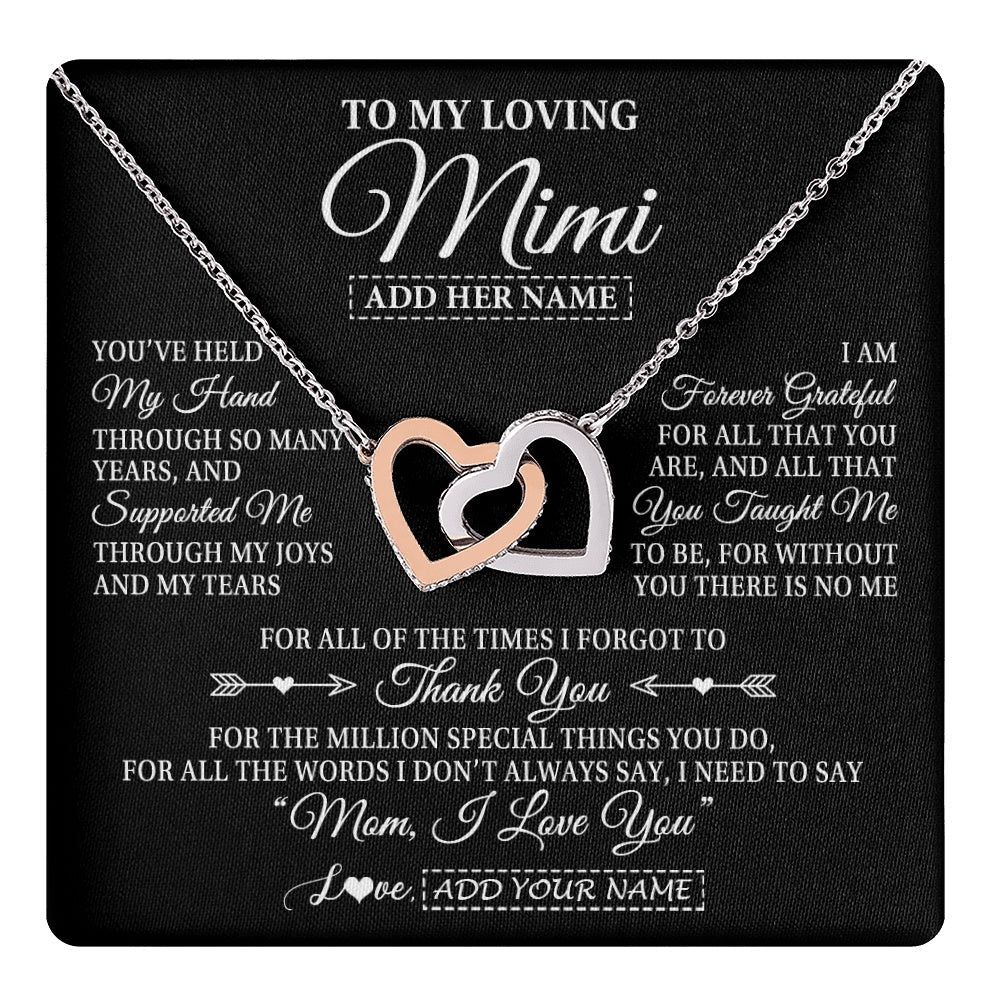 Personalized To My Loving Mimi Necklace From Granddaughter You've Help My Hand Mimi Gift From Grandson Mimi Birthday Mothers Day Custom Gift Box Message Card