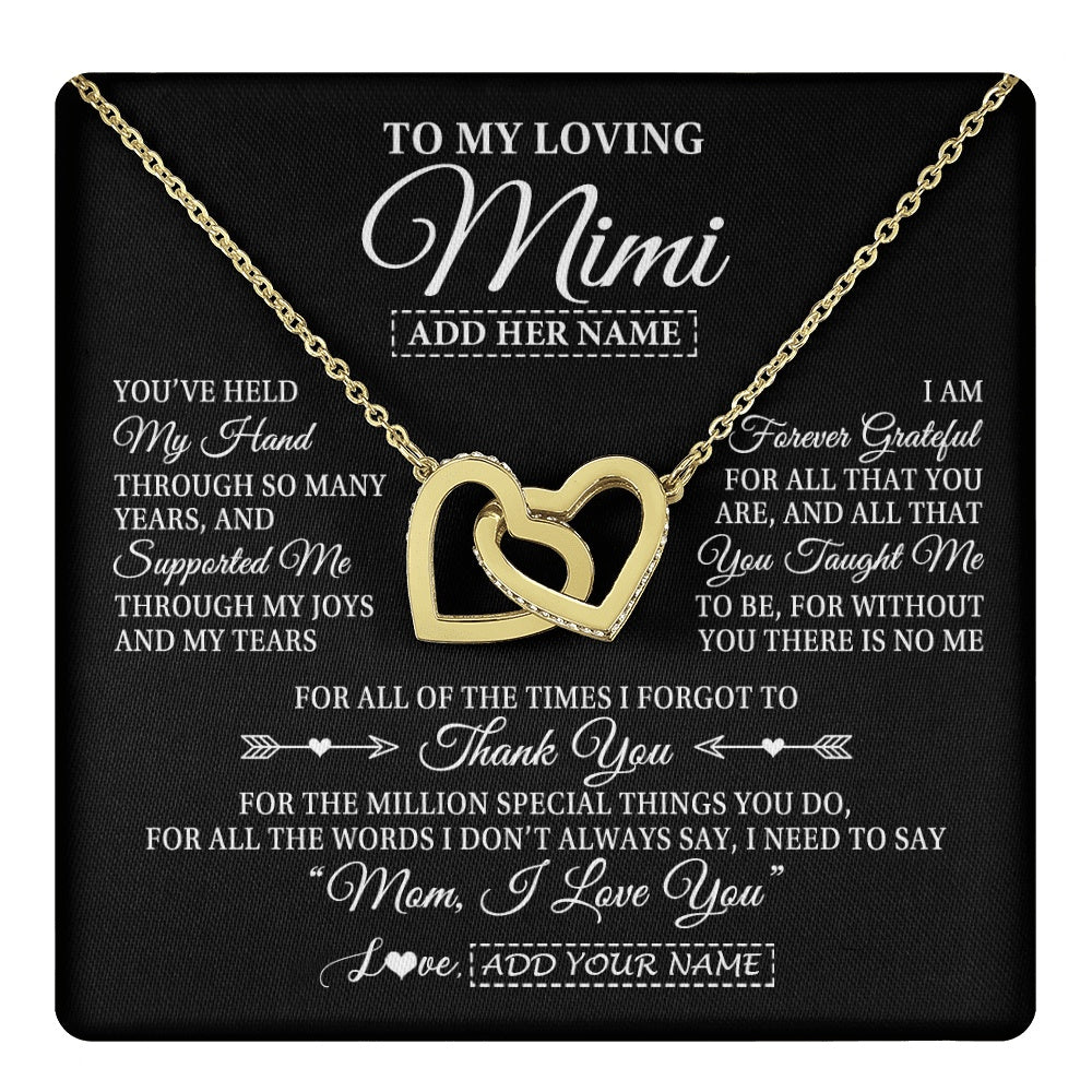 Personalized To My Loving Mimi Necklace From Granddaughter You've Help My Hand Mimi Gift From Grandson Mimi Birthday Mothers Day Custom Gift Box Message Card