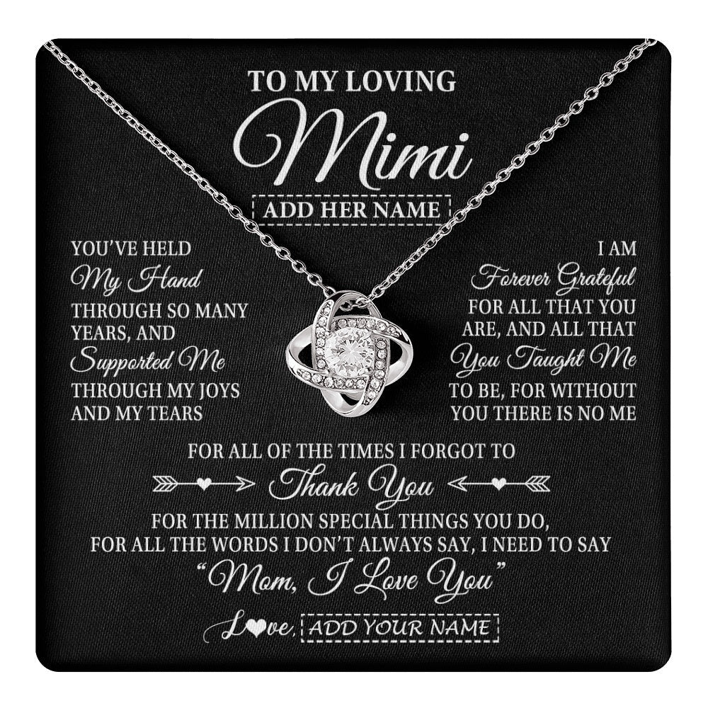 Personalized To My Loving Mimi Necklace From Granddaughter You've Help My Hand Mimi Gift From Grandson Mimi Birthday Mothers Day Custom Gift Box Message Card