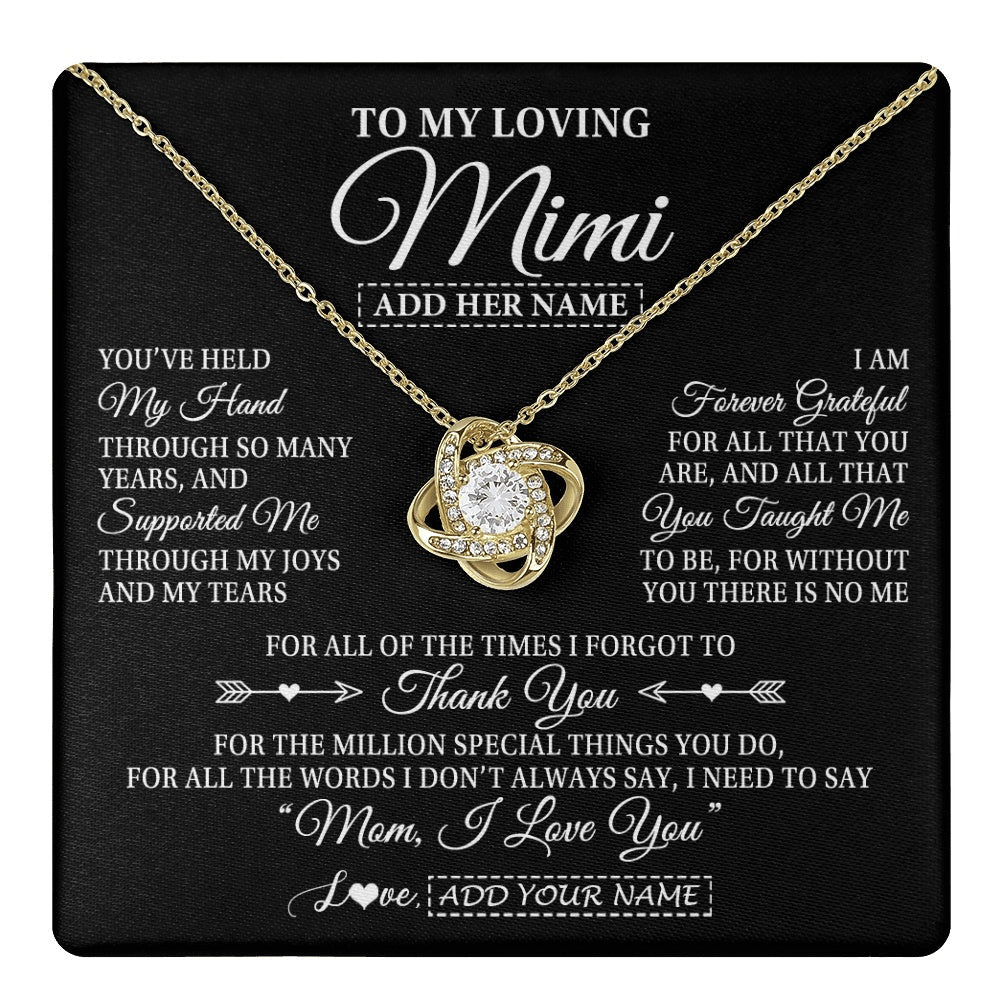 Personalized To My Loving Mimi Necklace From Granddaughter You've Help My Hand Mimi Gift From Grandson Mimi Birthday Mothers Day Custom Gift Box Message Card