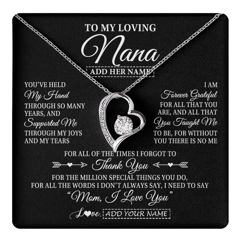 Personalized To My Loving Nana Necklace From Granddaughter You've Help My Hand Nana Gift From Grandson Nana Birthday Gifts Mothers Day Gift Box Message Card