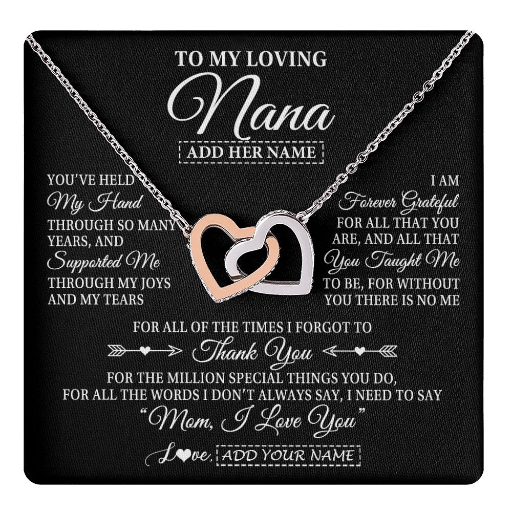 Personalized To My Loving Nana Necklace From Granddaughter You've Help My Hand Nana Gift From Grandson Nana Birthday Gifts Mothers Day Gift Box Message Card