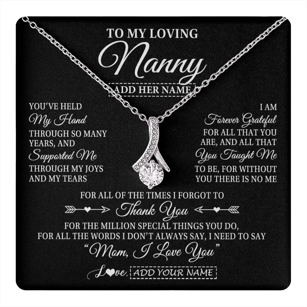 Personalized To My Loving Nanny Necklace From Granddaughter You've Help My Hand Nanny Gift From Grandson Nanny Birthday Mothers Day Gift Box Message Card