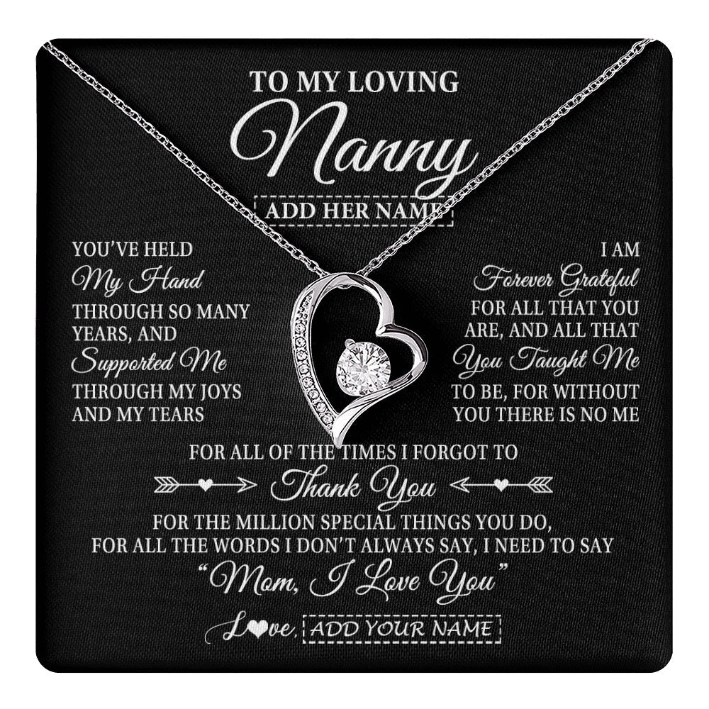 Personalized To My Loving Nanny Necklace From Granddaughter You've Help My Hand Nanny Gift From Grandson Nanny Birthday Mothers Day Gift Box Message Card