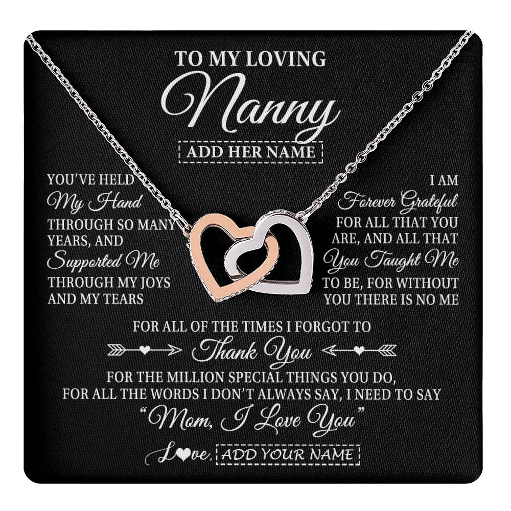 Personalized To My Loving Nanny Necklace From Granddaughter You've Help My Hand Nanny Gift From Grandson Nanny Birthday Mothers Day Gift Box Message Card