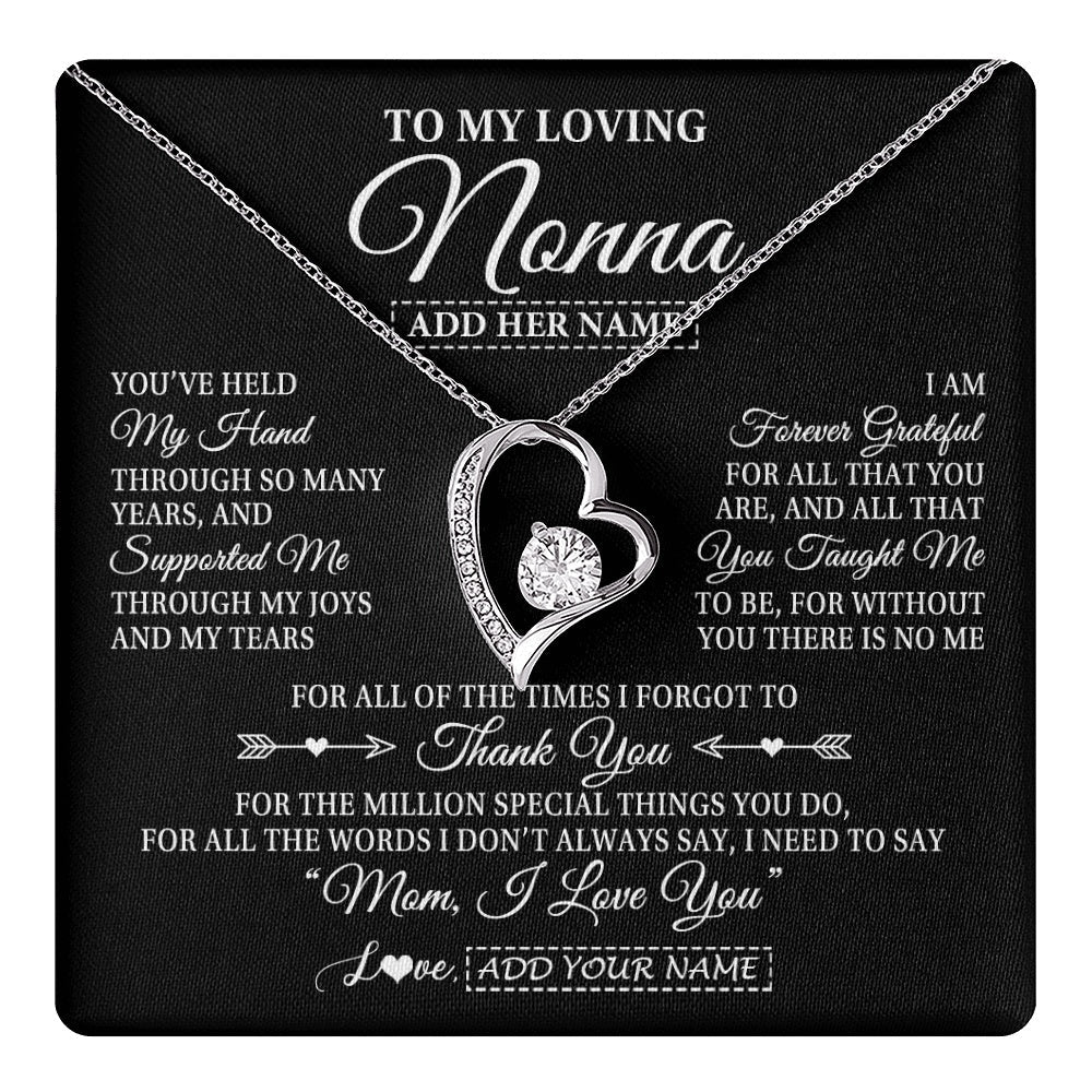 Personalized To My Loving Nonna Necklace From Granddaughter You've Help My Hand Nonna Gift From Grandson Nonna Birthday Mothers Day Gift Box Message Card