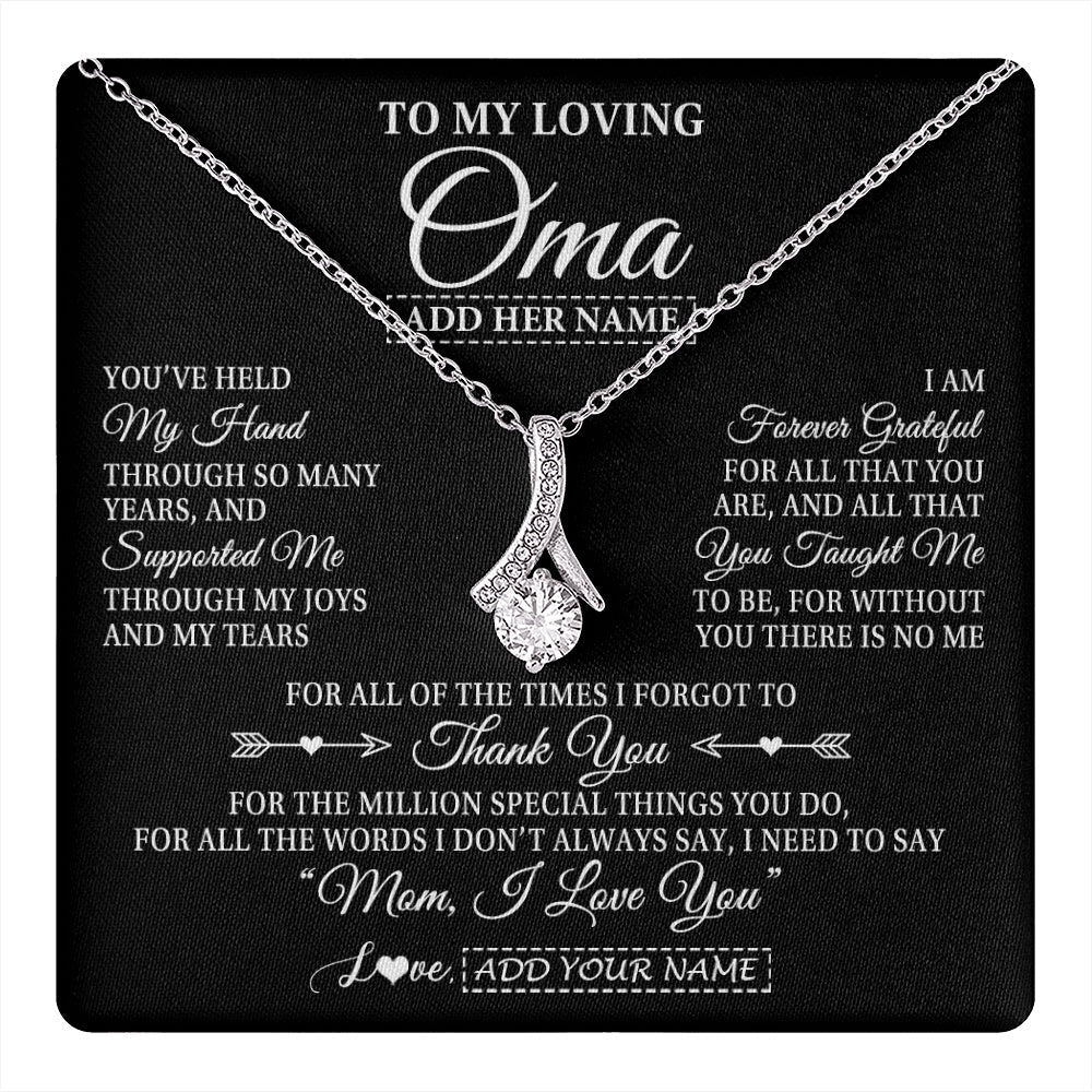 Personalized To My Loving Oma Necklace From Granddaughter You've Help My Hand Oma Gift From Grandson Oma Birthday Gifts Mothers Day Gift Box Message Card