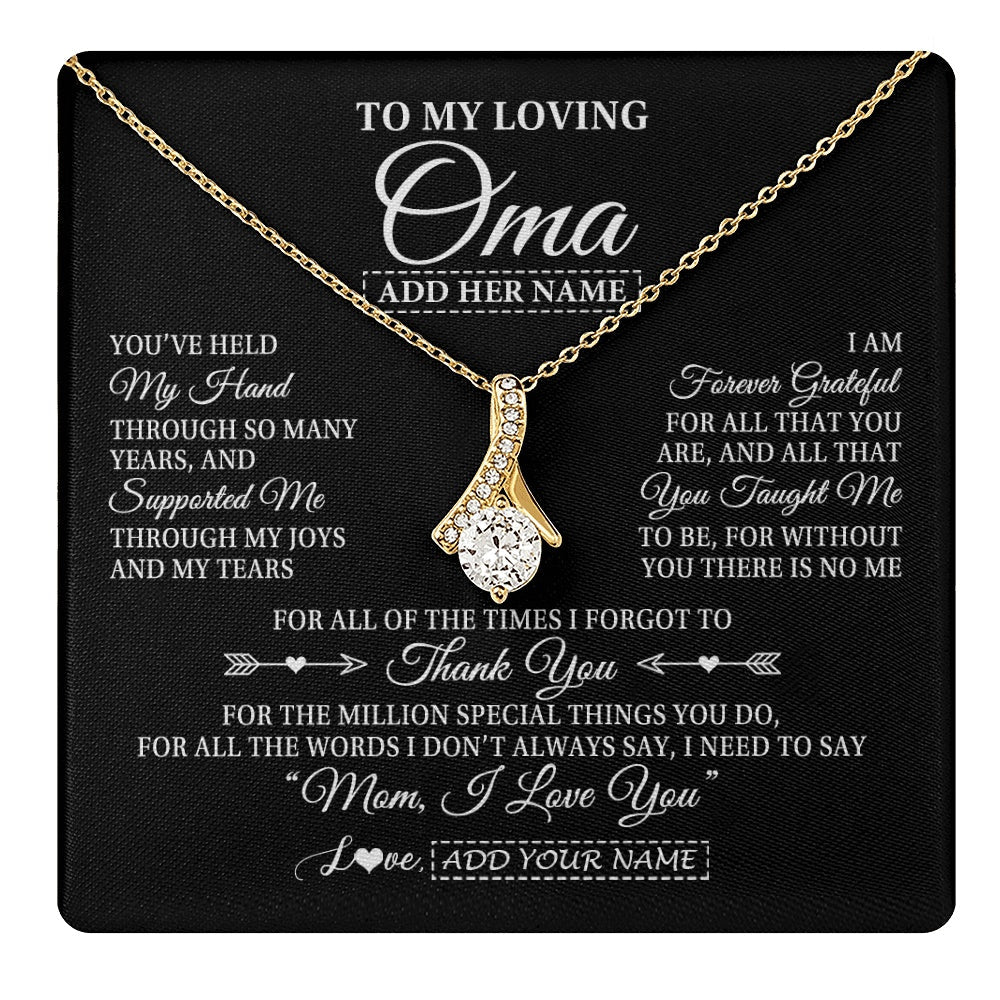 Personalized To My Loving Oma Necklace From Granddaughter You've Help My Hand Oma Gift From Grandson Oma Birthday Gifts Mothers Day Gift Box Message Card