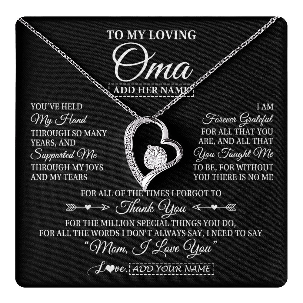 Personalized To My Loving Oma Necklace From Granddaughter You've Help My Hand Oma Gift From Grandson Oma Birthday Gifts Mothers Day Gift Box Message Card