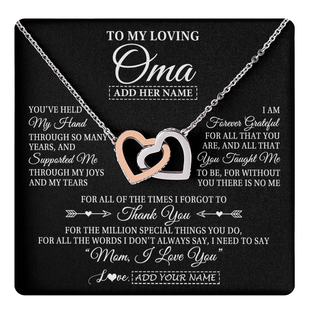 Personalized To My Loving Oma Necklace From Granddaughter You've Help My Hand Oma Gift From Grandson Oma Birthday Gifts Mothers Day Gift Box Message Card