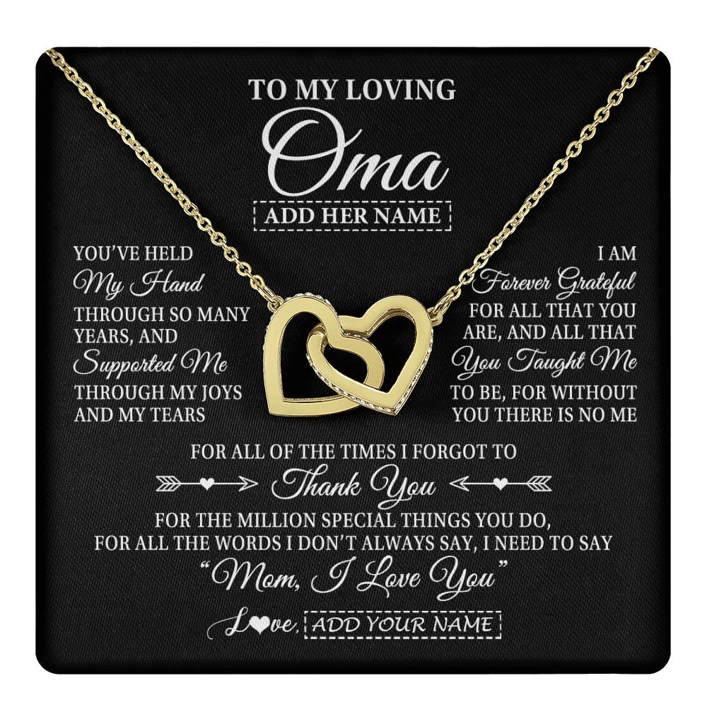 Personalized To My Loving Oma Necklace From Granddaughter You've Help My Hand Oma Gift From Grandson Oma Birthday Gifts Mothers Day Gift Box Message Card