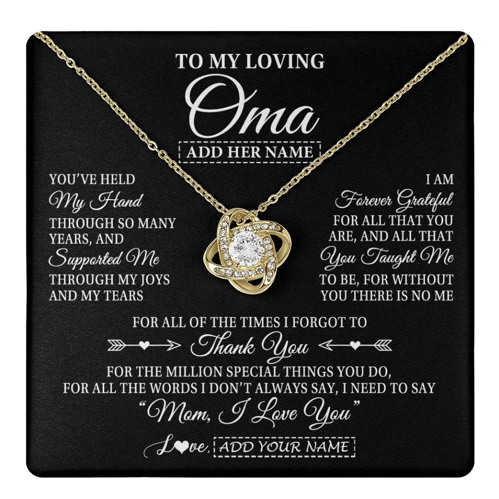 Personalized To My Loving Oma Necklace From Granddaughter You've Help My Hand Oma Gift From Grandson Oma Birthday Gifts Mothers Day Gift Box Message Card