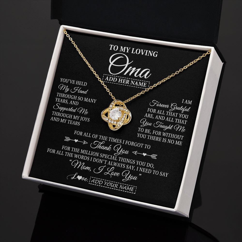 Personalized To My Loving Oma Necklace From Granddaughter You've Help My Hand Oma Gift From Grandson Oma Birthday Gifts Mothers Day Gift Box Message Card
