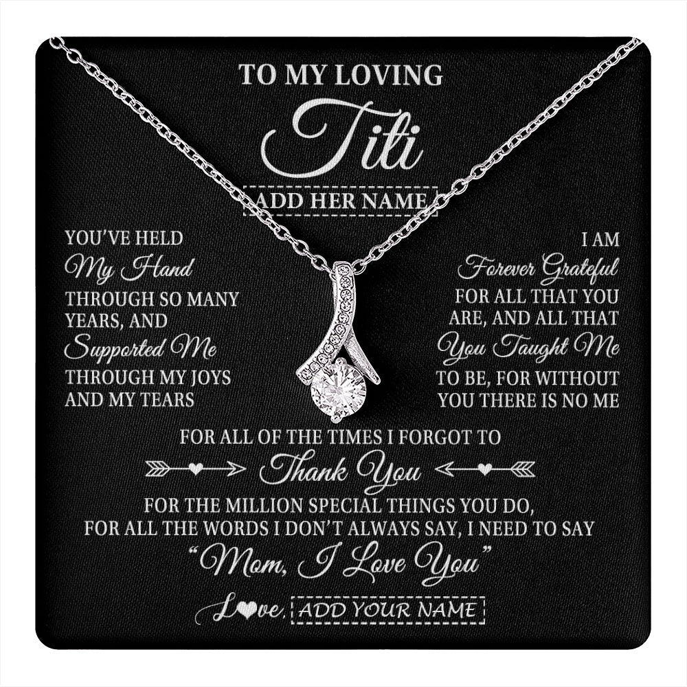 Personalized To My Loving Titi Necklace From Niece You've Help My Hand Aunt Gift From Nephew Aunt Birthday Gifts Mothers Day Custom Gift Box Message Card