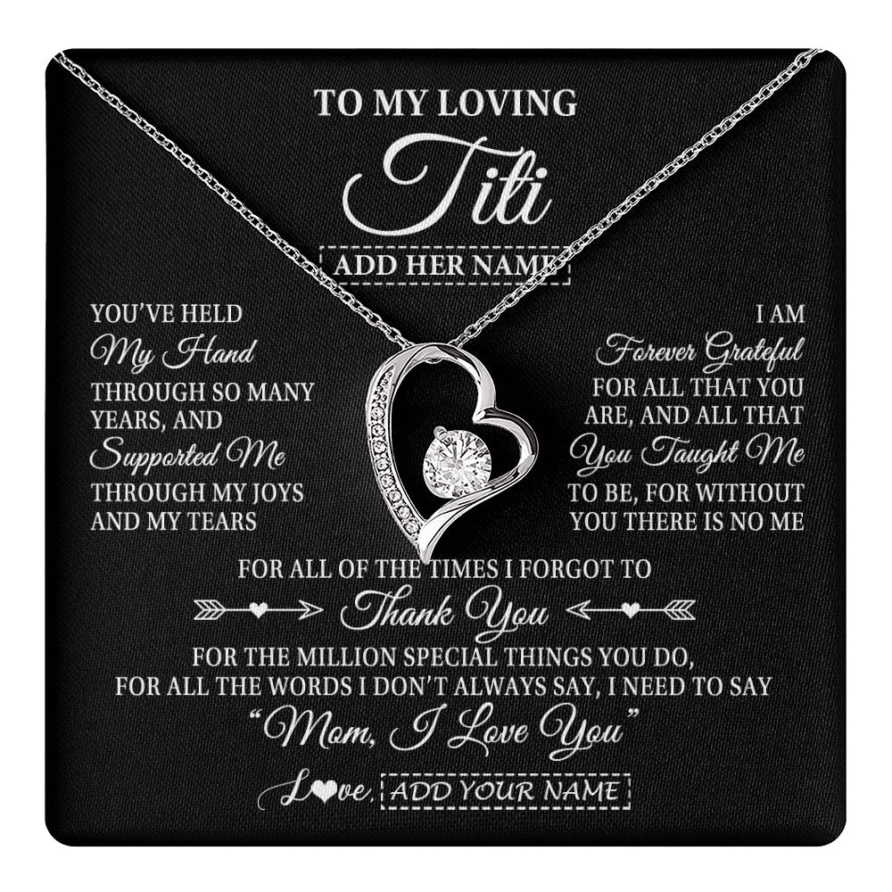 Personalized To My Loving Titi Necklace From Niece You've Help My Hand Aunt Gift From Nephew Aunt Birthday Gifts Mothers Day Custom Gift Box Message Card