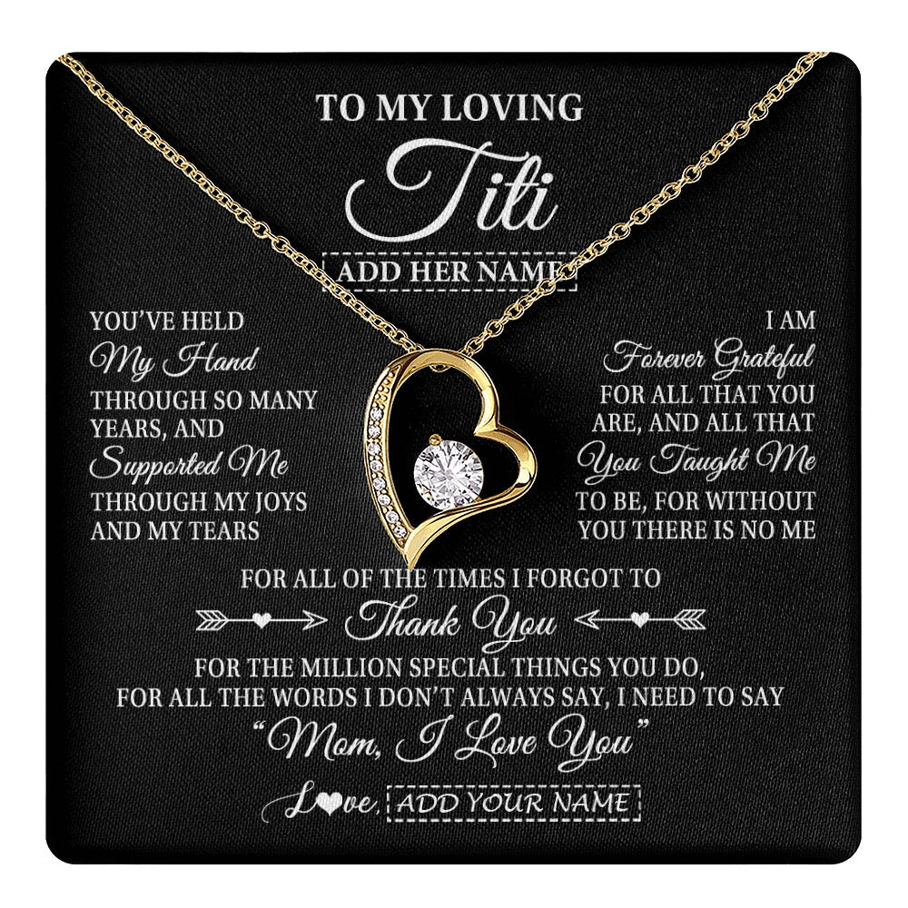 Personalized To My Loving Titi Necklace From Niece You've Help My Hand Aunt Gift From Nephew Aunt Birthday Gifts Mothers Day Custom Gift Box Message Card