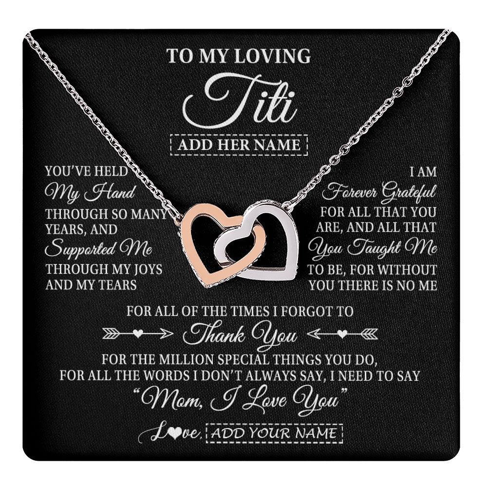 Personalized To My Loving Titi Necklace From Niece You've Help My Hand Aunt Gift From Nephew Aunt Birthday Gifts Mothers Day Custom Gift Box Message Card